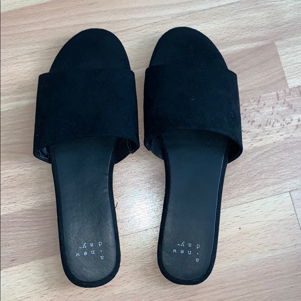 Black slip sandals